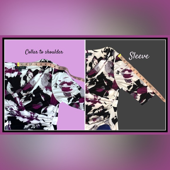 Ralph Lauren Women's Faux Floral Wrap Midi Dress V-Neck Jersey Stretch EUC Sz 10 - Picture 12 of 16